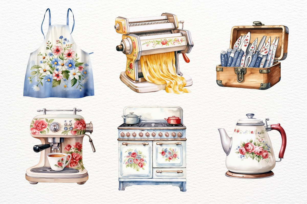 Kitchen Set Watercolor Sublimation, a Food Illustration by Maysa Art (Photo 4 of 6)