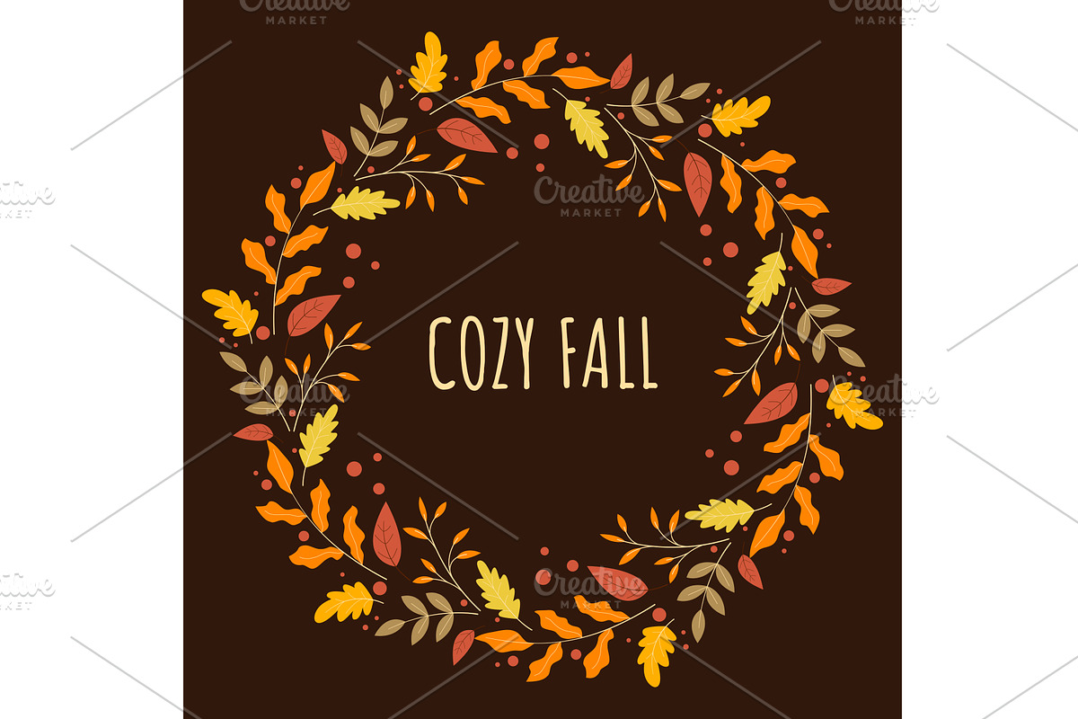 Warm autumn wreath with autumn, an Illustration by Tati_Kli