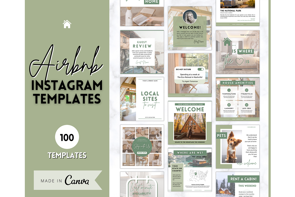 Instagram Post Templates for Airbnb, a Social Media Template by Templatables (Photo 1 of 12)