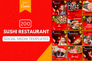 Sushi Restaurant Canva Templates, a Social Media Template by Canvagator