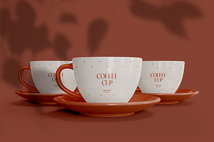 Set Of Ceramic Mugs Mockup