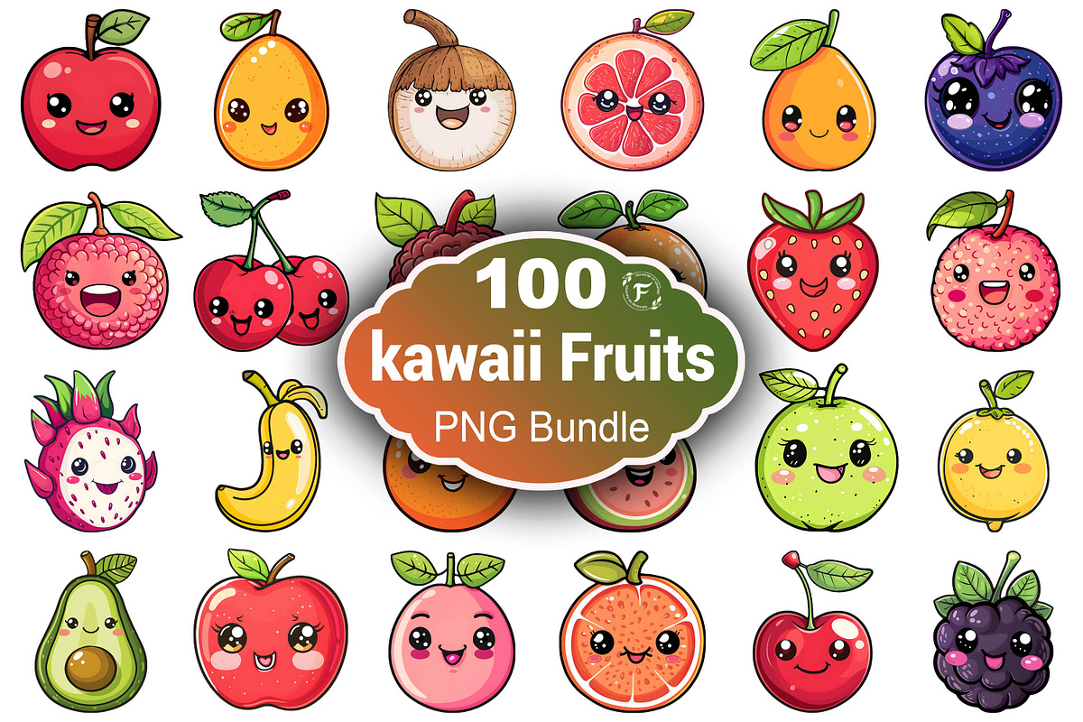 kawaii Fruits Clipart, an Illustration by Forhadx5 (Photo 1 of 10)
