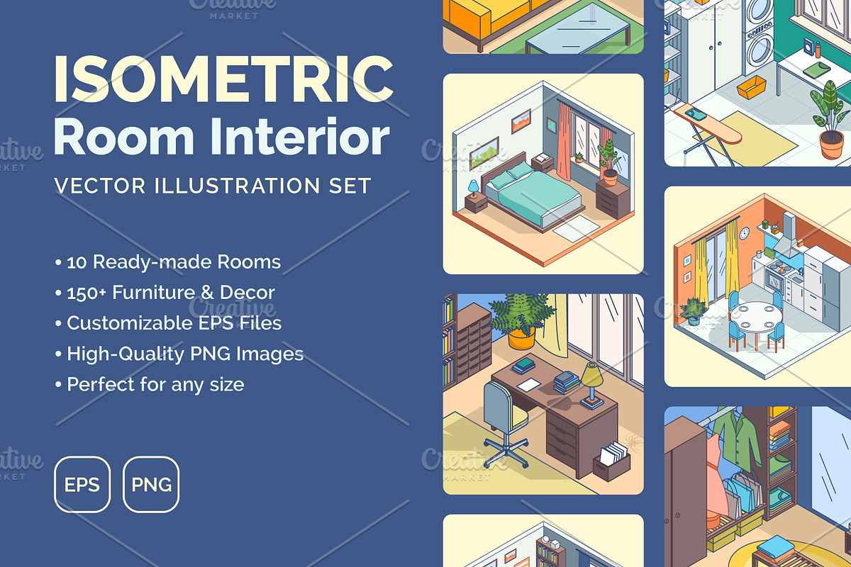 Room Interior 3d Isometric View, an Object Graphic by 35lab (Photo 1 of 7)
