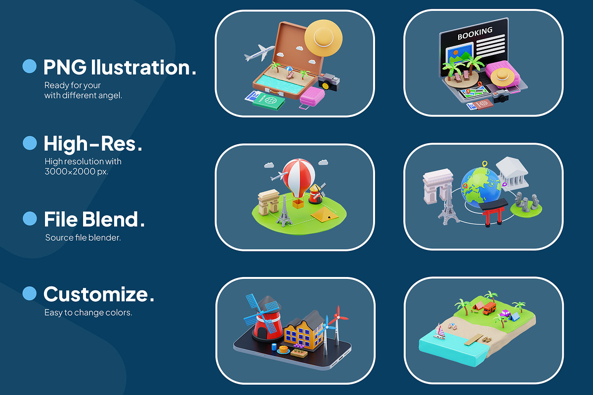 3D Isometric Traveling Pack, a 3D by novia99design (Photo 3 of 6)