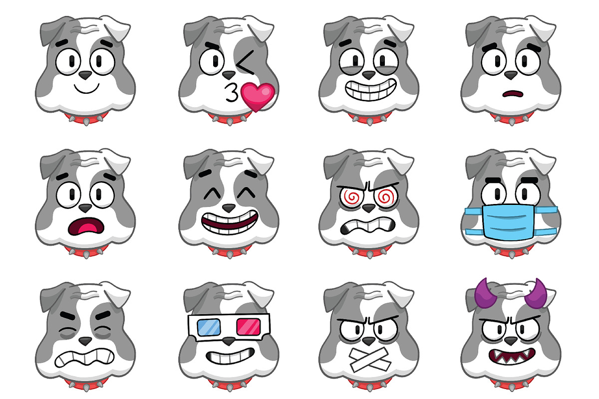 Bulldog Emoji Set, an Animal Illustration by Cartoon Shop (Photo 4 of 10)