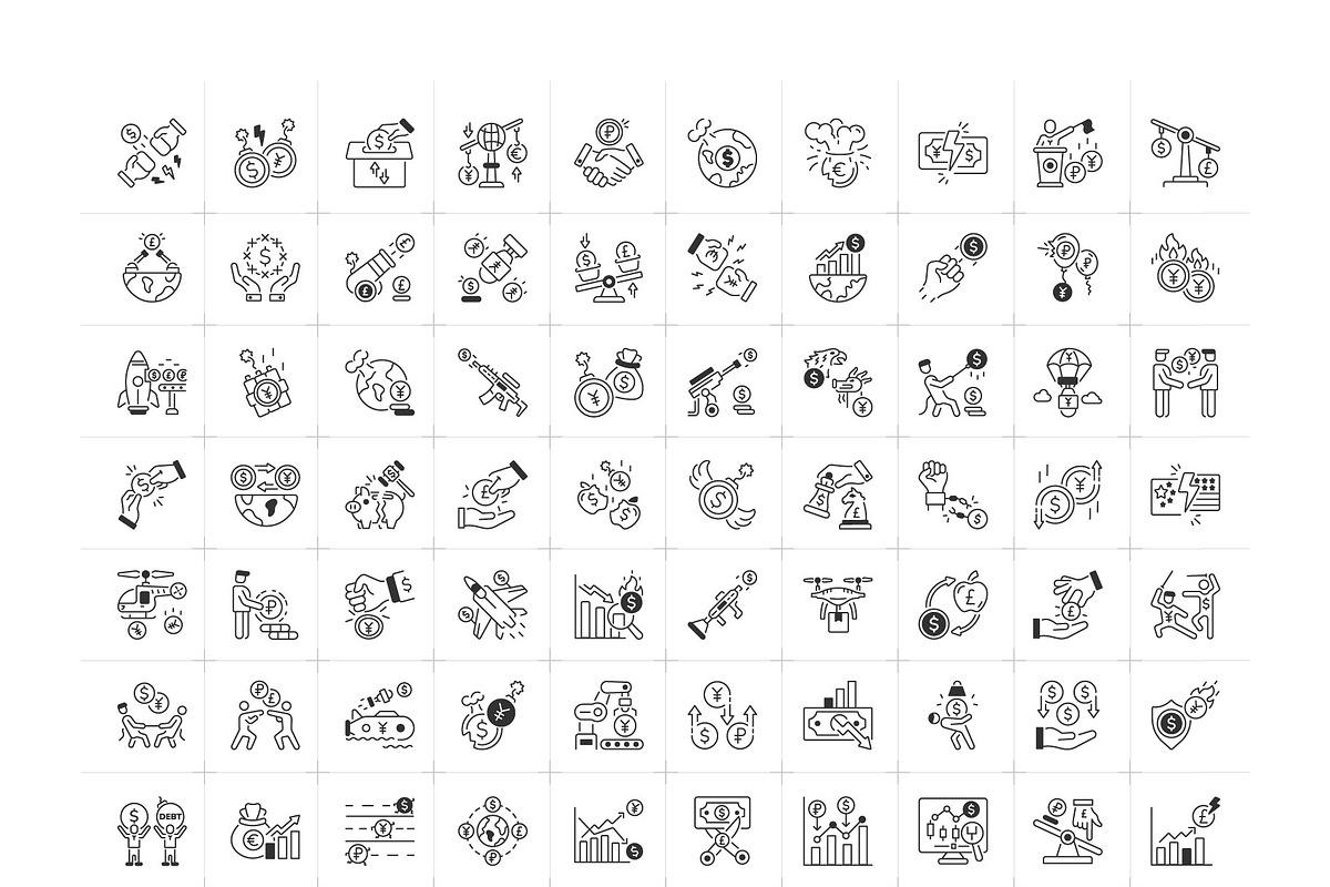 Linear Trade War Icon Set, an Outline Icon by Prosymbols (Photo 5 of 5)