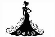 Stylish Gown Silhouette Set, an Illustration by yasushie (Thumbnail 9 of 21)