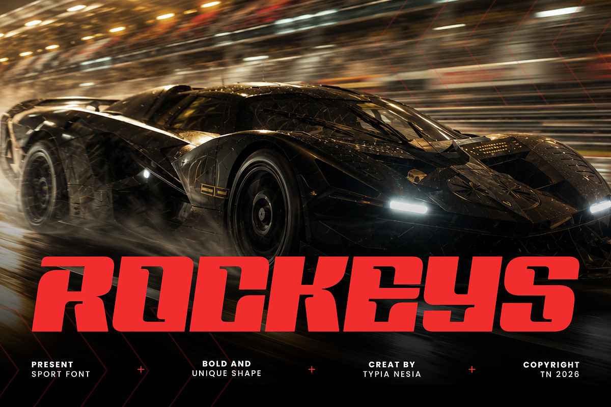 Rockeys - Racing Game Font, a Sans Serif Font by Typia Nesia (Photo 1 of 10)