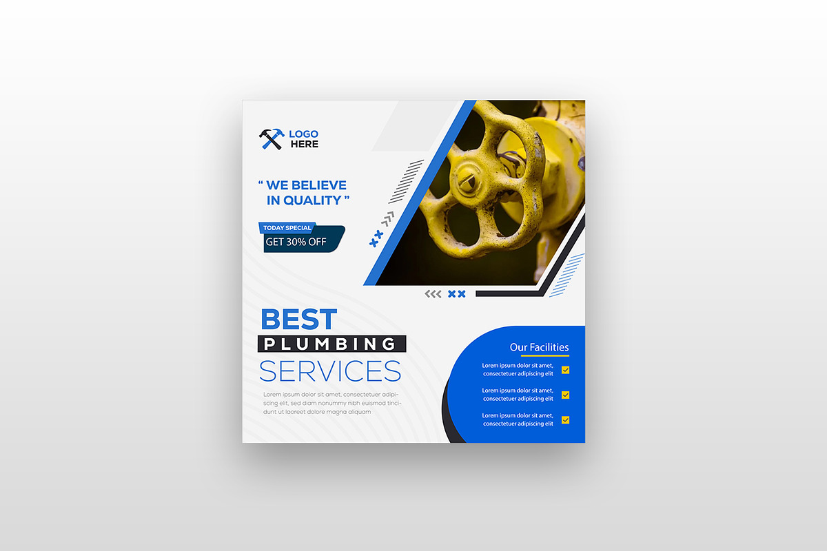 Modern plumbing company post banner, a Social Media Template by Tahnix Creative (Photo 2 of 3)