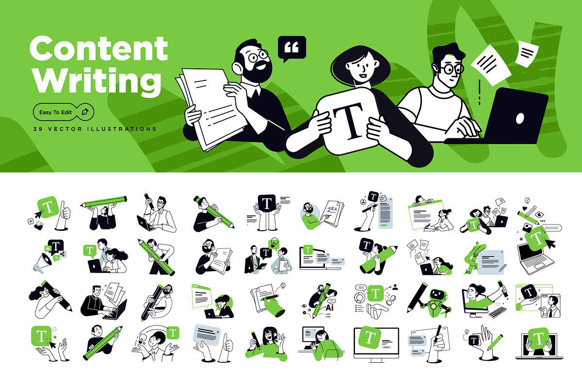 Content Writing, a Person Illustration by PureSolution (Photo 1 of 6)