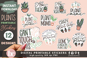 Funny Potted Plants Sticker Pack PNG, a Decorative Illustration by TheBlackCatPrints (Thumbnail 1 of 2)