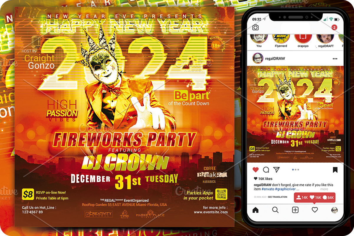 Fireworks Party Flyer, a Flyer Template by regalDRAW (Photo 4 of 6)