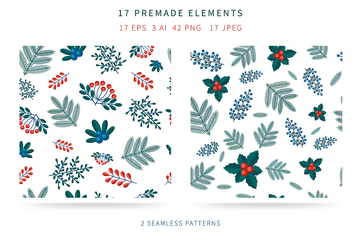 Christmas & Winter Floral collection, a Decorative Illustration by VectoriyA (Photo 3 of 8)