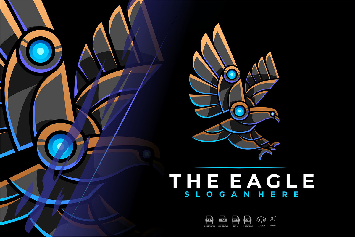Modern Robotic Eagle Falcon Logo, a Branding & Logo Template by Rupture