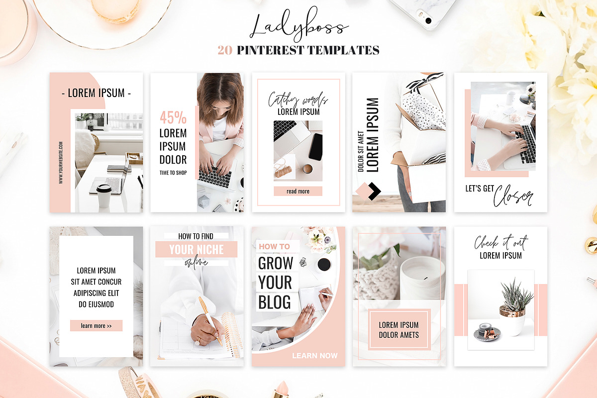 SALE! Ladyboss Pinterest Templates, a Social Media Template by SwitzerShop (Photo 3 of 8)