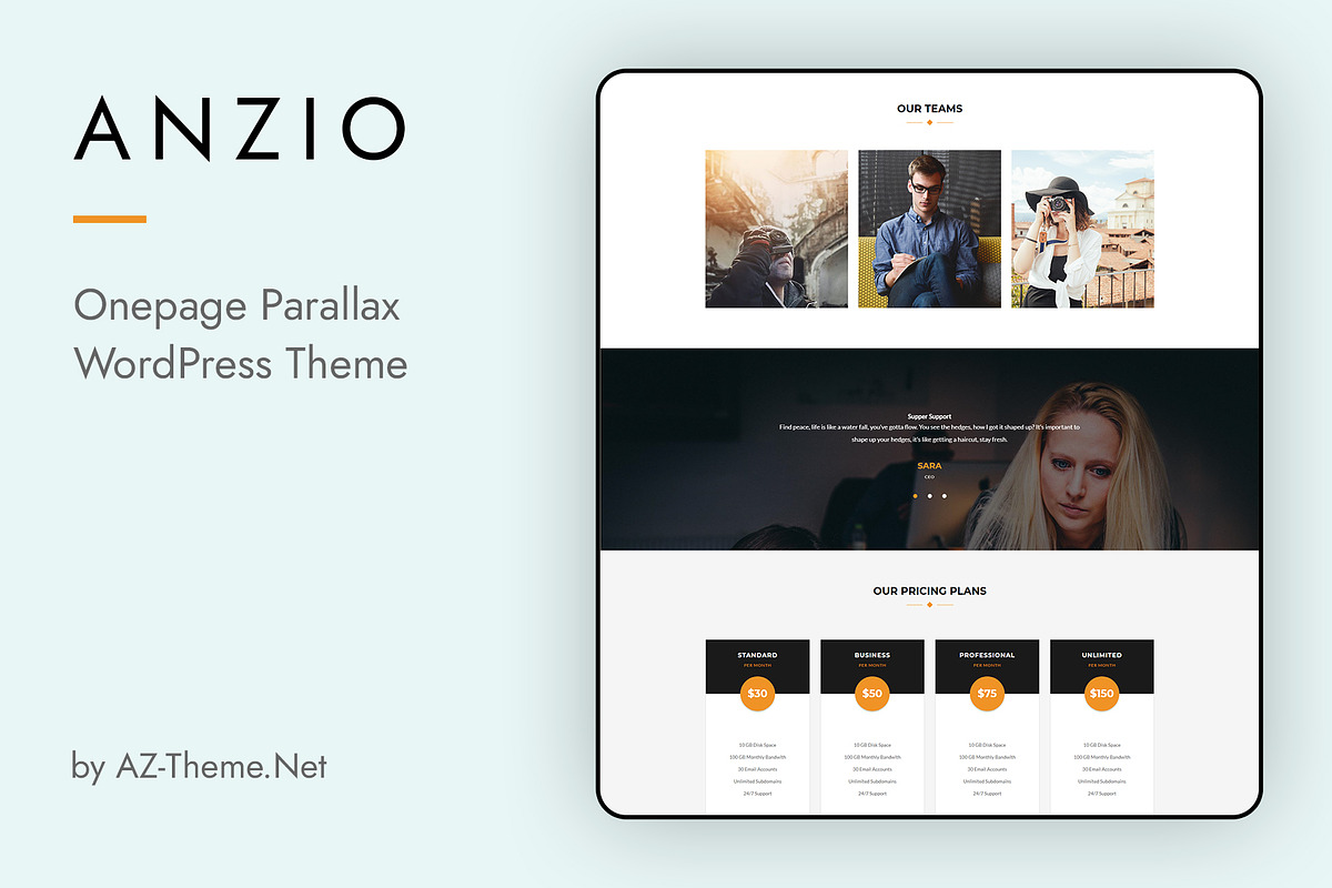 Anzio - Onepage WordPress Theme, a WordPress Template by AZ-Theme (Photo 3 of 5)