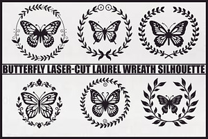 Butterfly Laurel Wreath Bundle, an Illustration by Designs_River