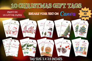10 Christmas gift tags - Canva, a Print Template by Adalin Shop