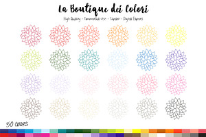 50 Rainbow Dahlia Clip Art