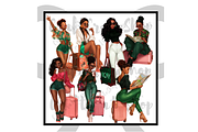 Black Woman Travel Clipart, an Illustration by CraftCrateShop (Thumbnail 3 of 7)