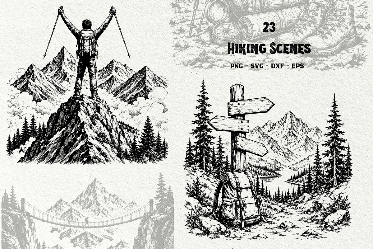 Hiking Scenes Adventure Graphics, a Sport Illustration by DENIDigitalArtSudio (Photo 1 of 7)