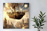 Steampunk Airship, a Transportation Illustration by Sharon Schwalbe (Thumbnail 1 of 5)