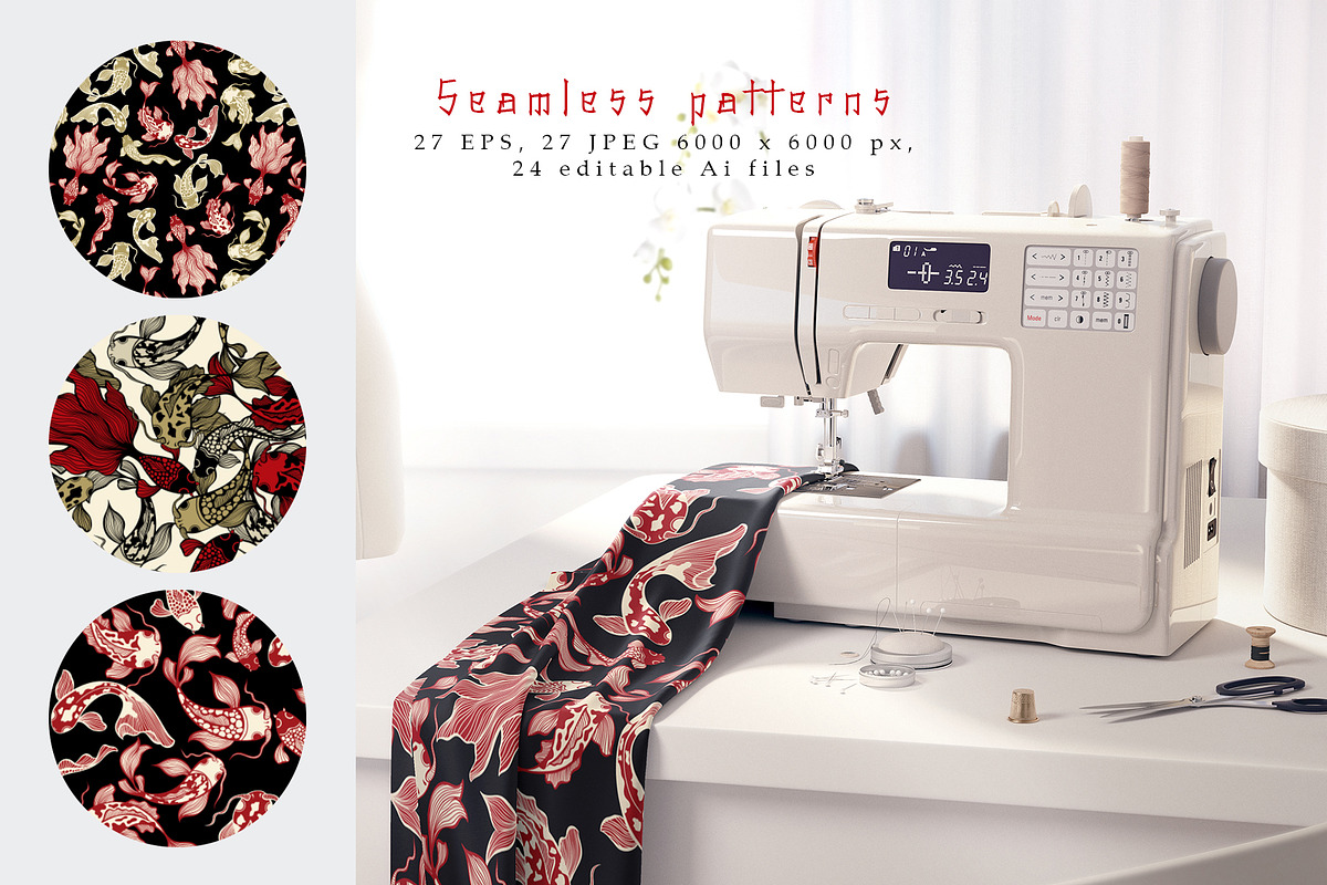 Japanese Koi Fish Vector Patterns, a Pattern Graphic by ilonitta (Photo 10 of 16)