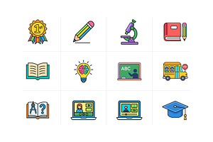 Education & E-Learning Icons Set, a Solid Icon by VectStock