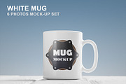 White Mug Mockup Set - 6 photos, a Cups & Container Mockup by mockupgeek (Thumbnail 1 of 6)