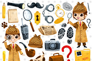 Watercolor Detective Clipart Setete, an Illustration by LeMagiqueBoutique (Thumbnail 2 of 3)