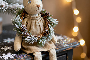 Whimsical Handmade Fabric Bunny Doll, an Architecture Photo by Virgo Studio