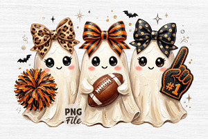 Preppy Football Halloween Ghost PNG, a Seasonal Illustration by Libby Wishes