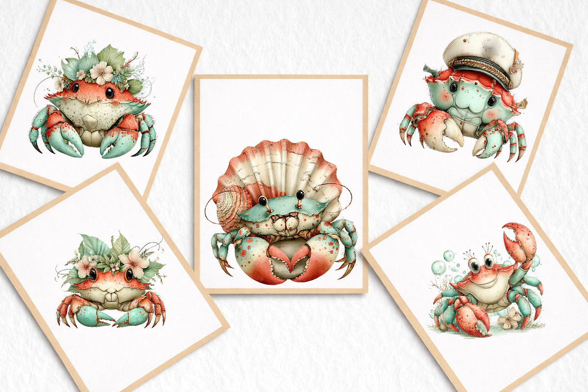Whimsical Summer Crab Clipart, an Illustration by DreamArtGraphic (Photo 5 of 8)