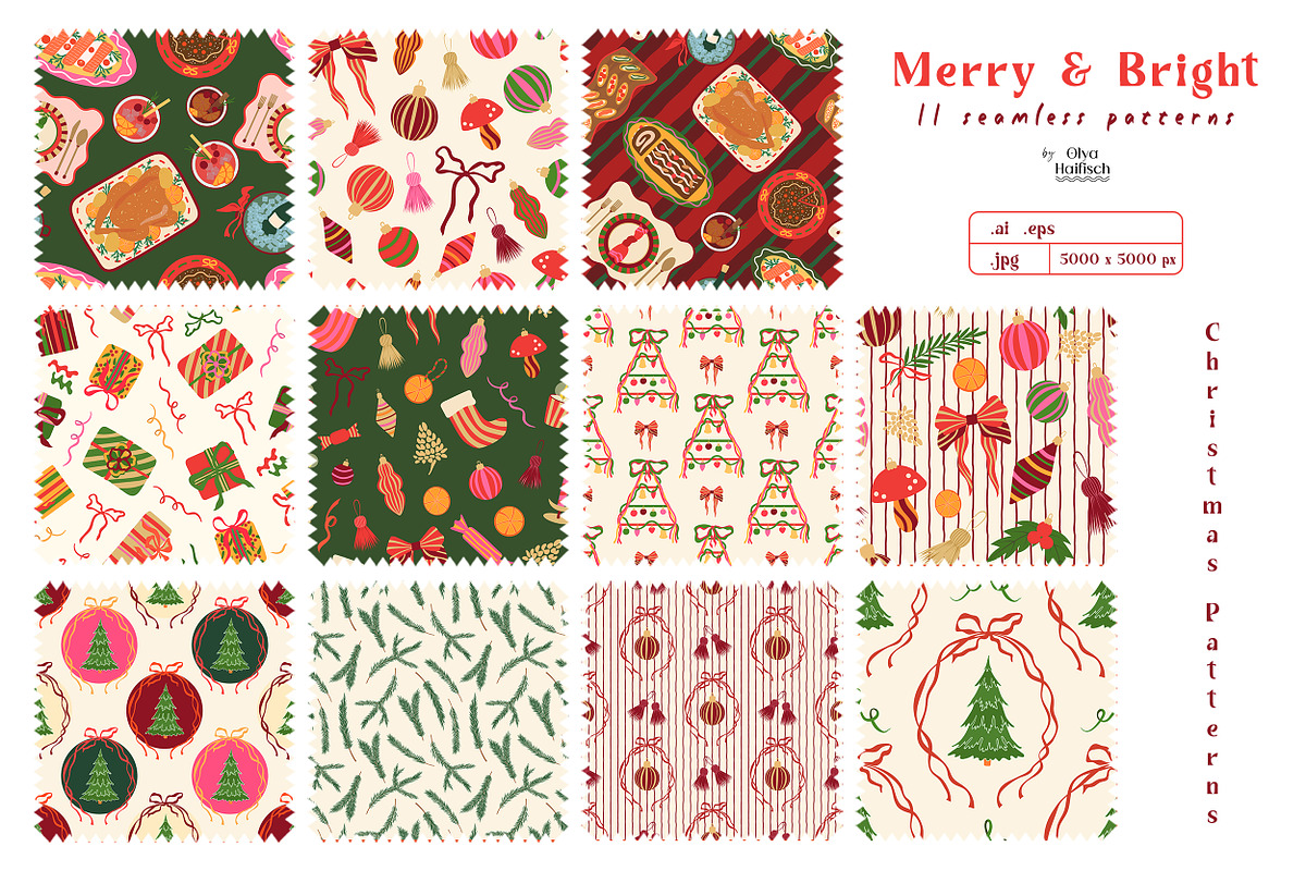 Merry & Bright. Christmas Collection, a Seasonal Illustration by Olya Haifisch (Photo 3 of 12)
