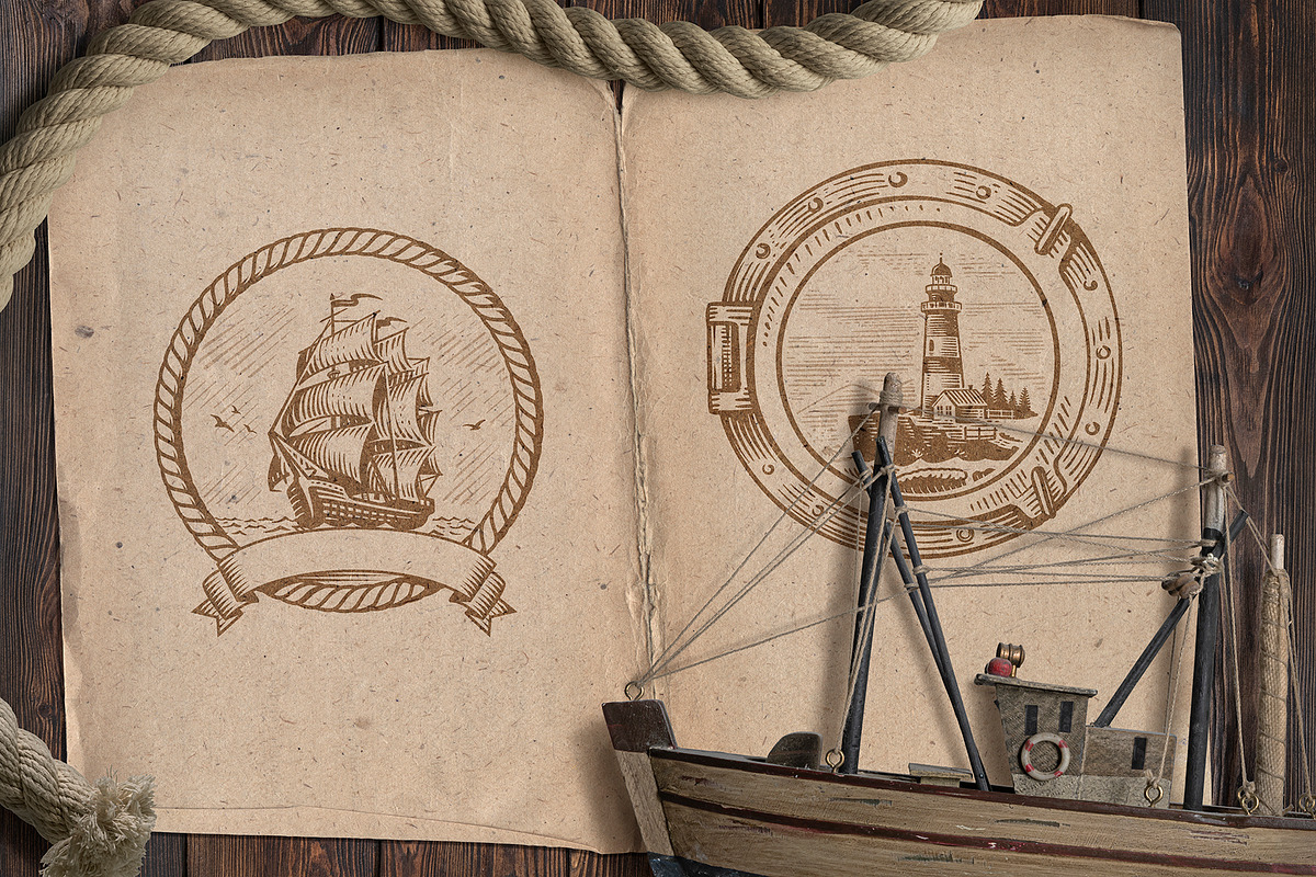 Nautical. Mockups, vector, textures., a Texture Illustration by bioraven (Photo 16 of 26)