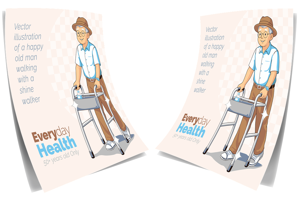 Old man walking with a shine walker, a Healthcare Illustration by regalDRAW (Photo 2 of 3)
