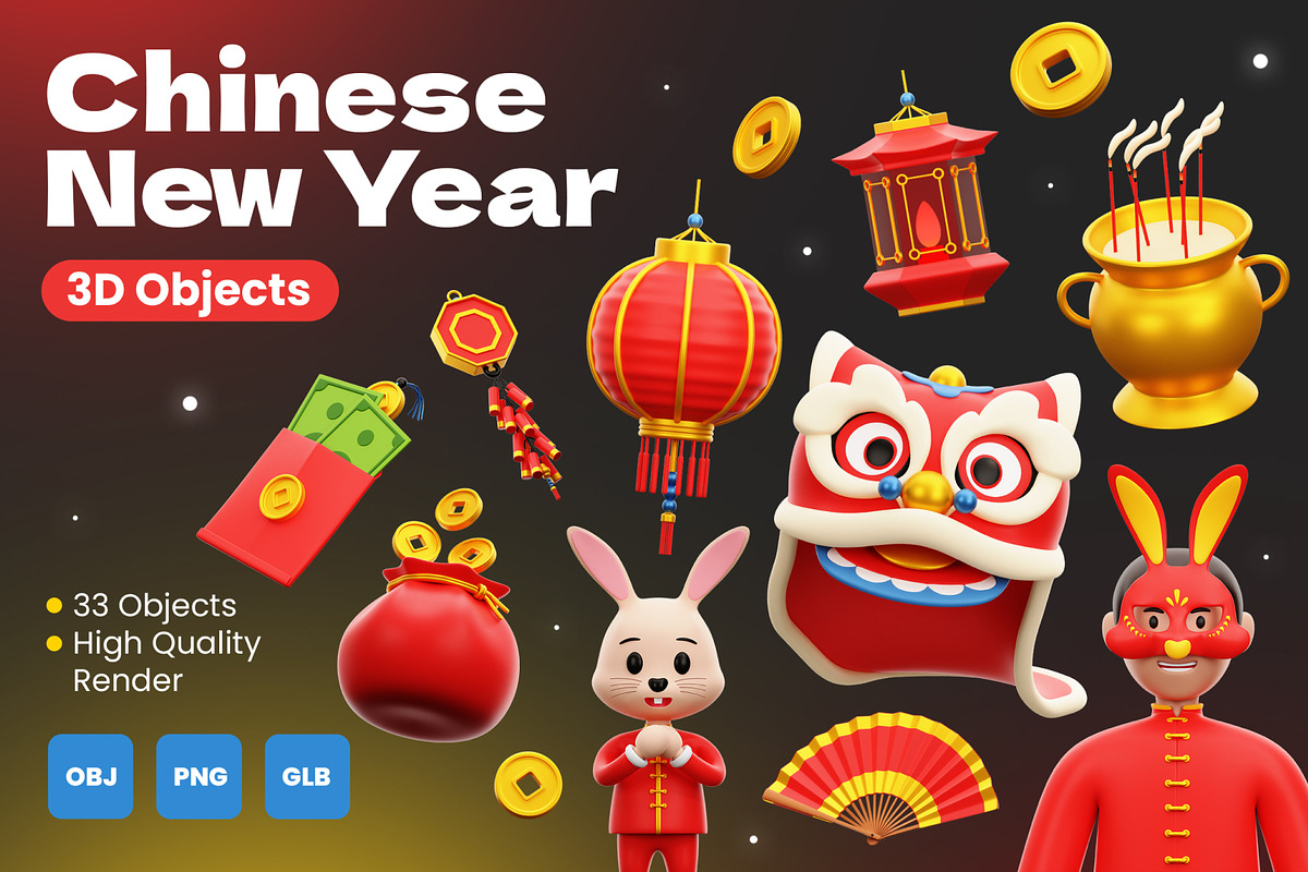 Chinese New Year 3D Icons, an Object 3D Model by Rakata Studio (Photo 1 of 7)