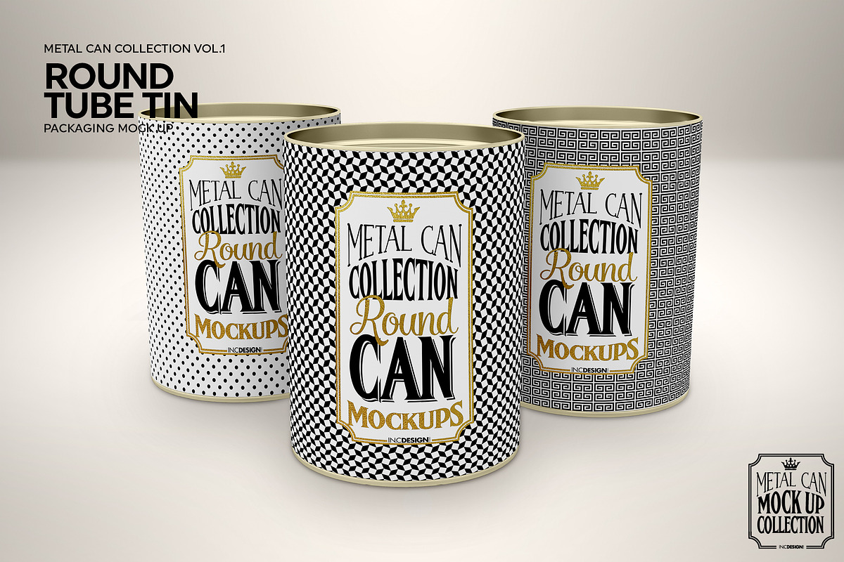 Round Tube Tin Packaging Mockup, a Cups & Container Mockup by INCDesign (Photo 3 of 5)