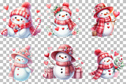 Valentine Cute Snowman Clipart, an Illustration by DreamCafeArt (Thumbnail 3 of 6)