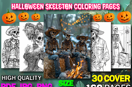Halloween Skeleton Coloring Book, an Animal Illustration by Printable Design Store