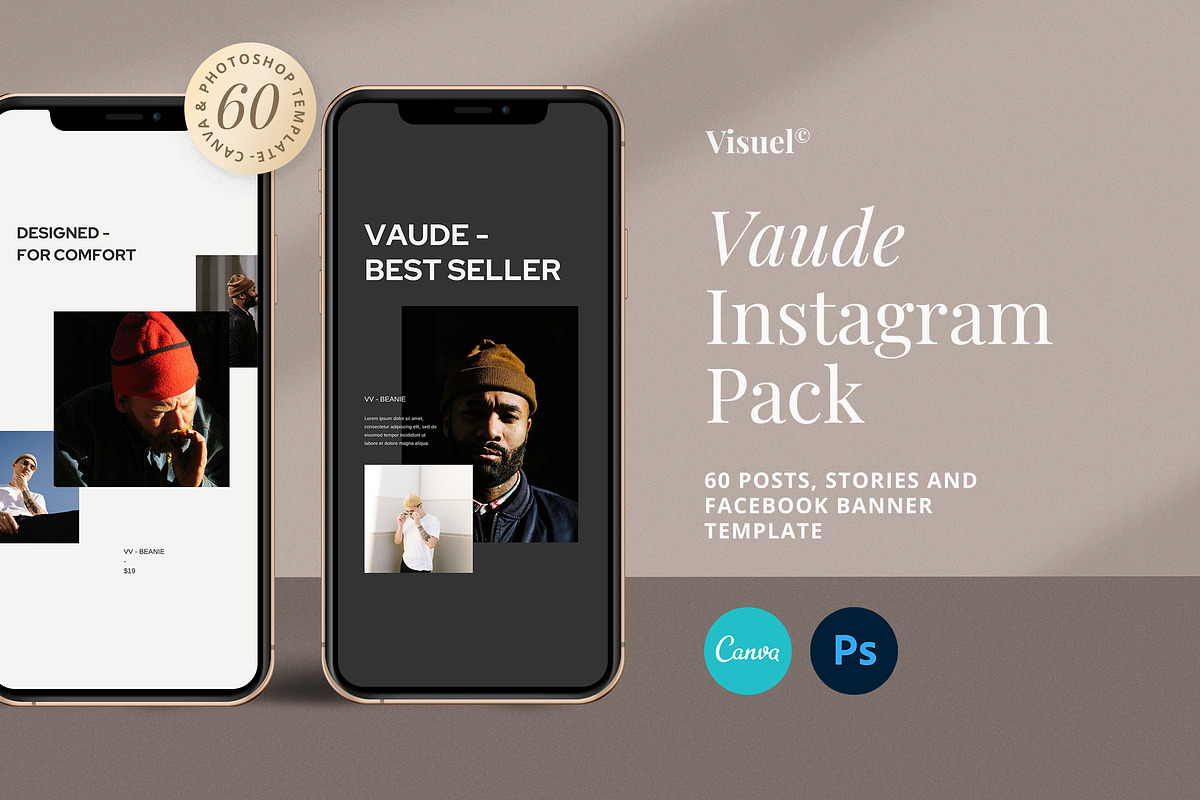 Vaude Instagram Pack | PS & Canva, a Social Media Template by Visuel Colonie® (Photo 1 of 15)