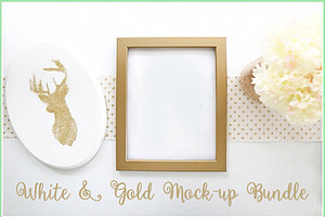 White & Gold Mock Up Bundle
