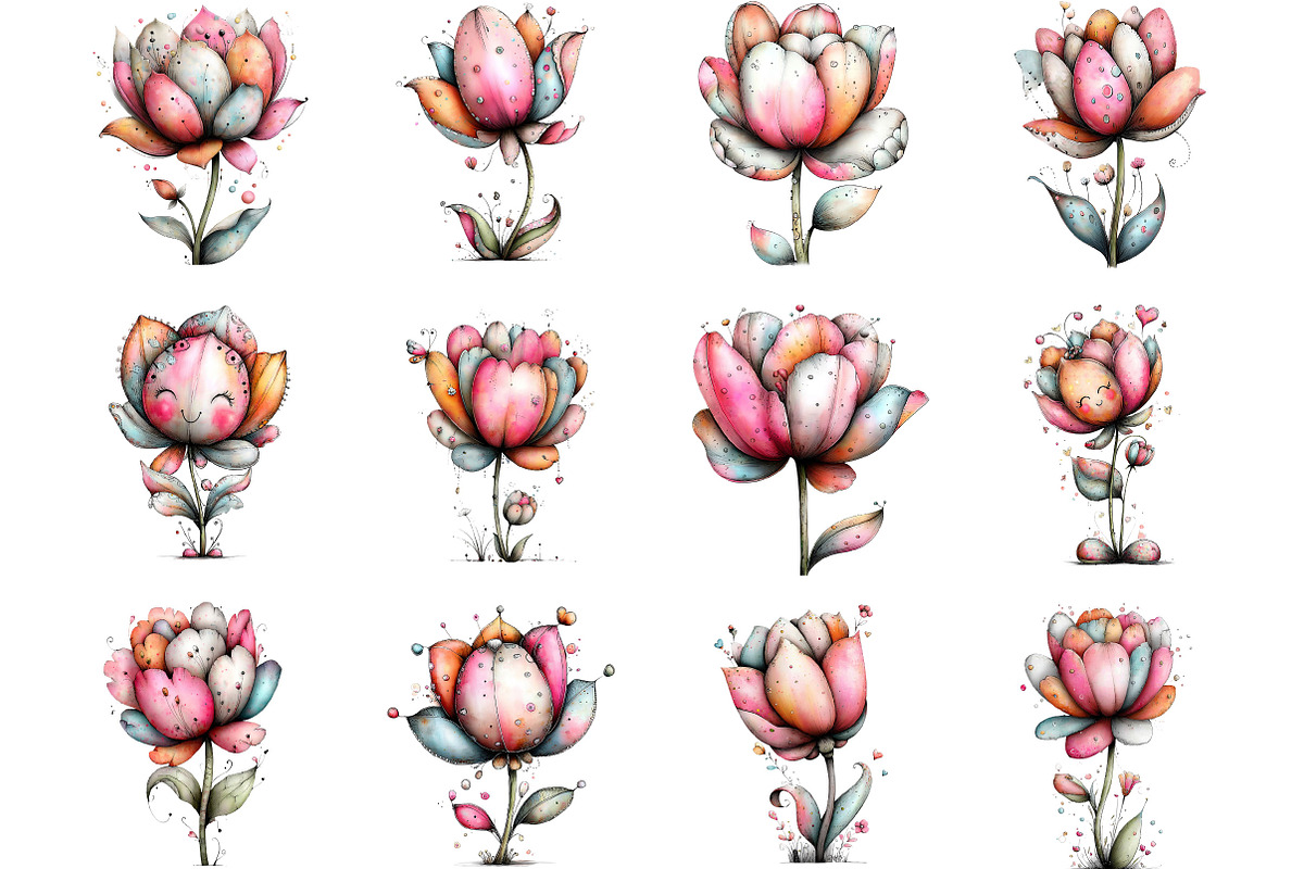 Whimsical Spring Tulip Flower Clipar, an Illustration by Designking (Photo 2 of 5)