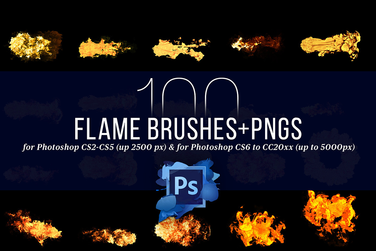 100 Photoshop Flame Brushes + PNGs, a Brush Add-On by Creative Graphics (Photo 6 of 7)