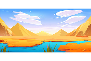 Desert River Landscape Vector