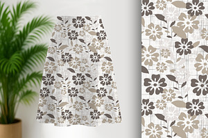 Taupe Textured Floral Seamless, a Pattern Graphic by Sharon Schwalbe