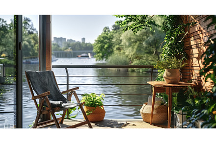 The riverfront patio offers cozy, a Sports & Recreation Photo by Neirfy
