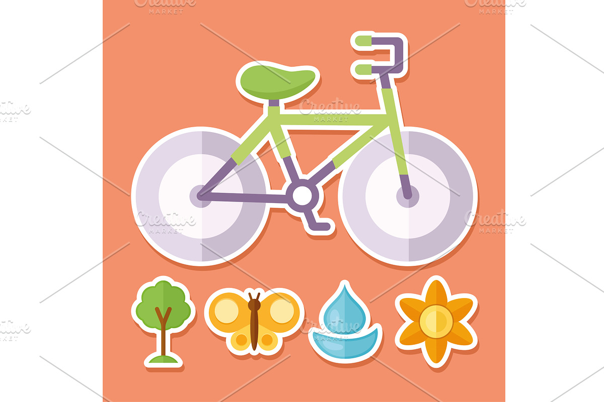 five recycle ecology icons, an Object Illustration by studiogstock
