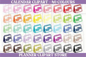 Calendar Icon Clipart - 40 Colors