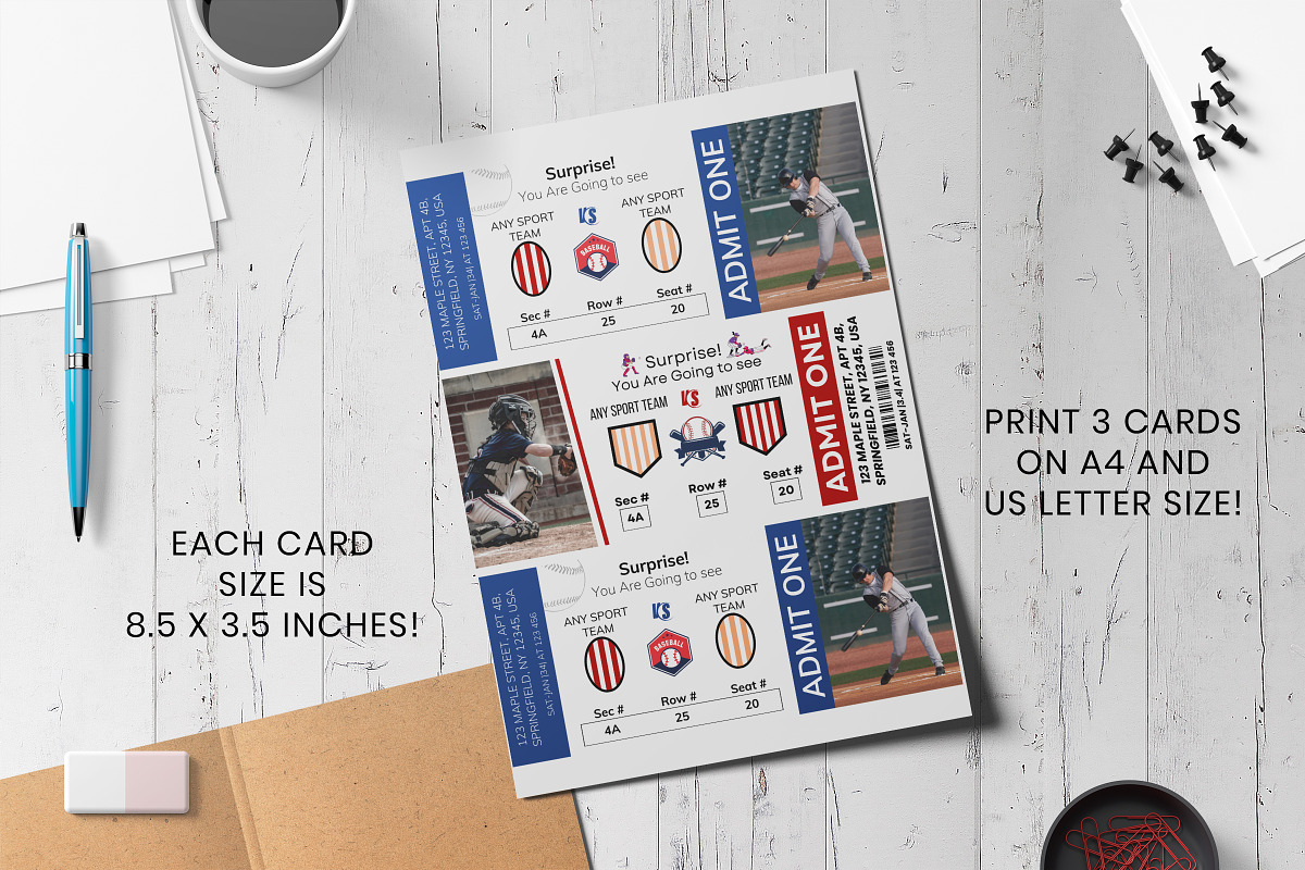 Baseball Ticket Canva Template PDF, a Card Template by Snapybiz (Photo 4 of 10)
